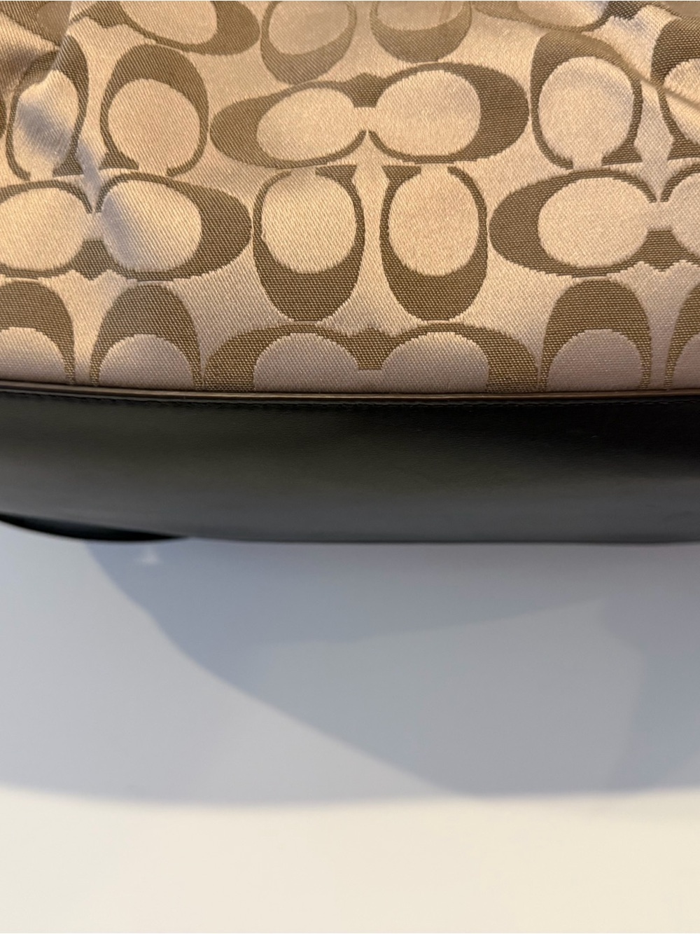 Coach Khaki Signature Jacquard Satchel with Black Leather Trim - Picture 9 of 12